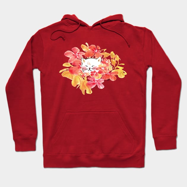 Cat in flowers Hoodie by juliewu